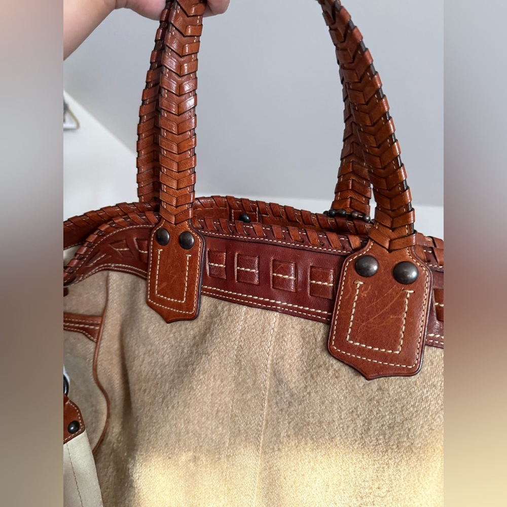 Coach 2007 Bleecker Wool Tote Tattersall Lining Whipstitching Braided xbody - Picture 3 of 8